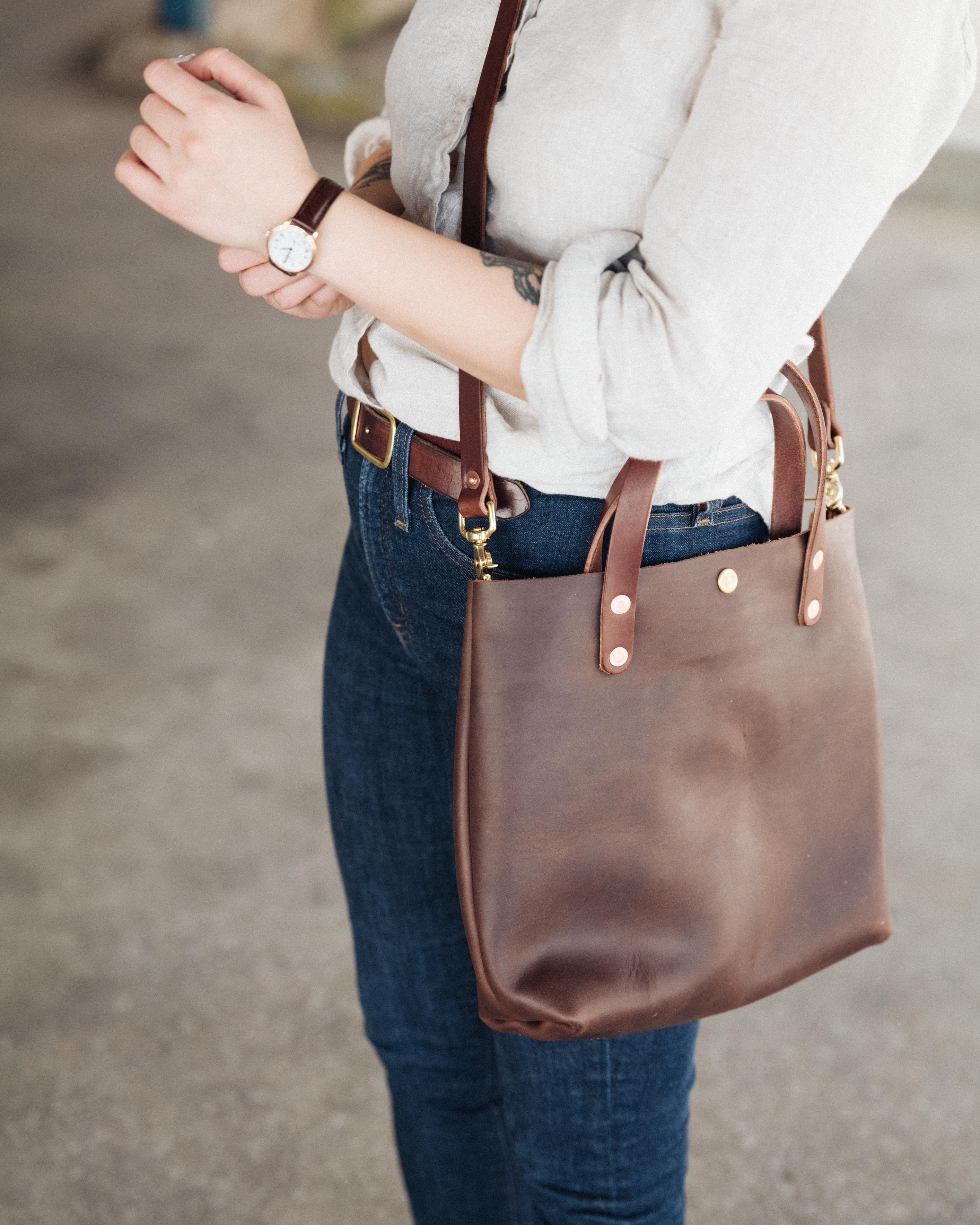Brown Chromexcel Mini Tote - Image 6