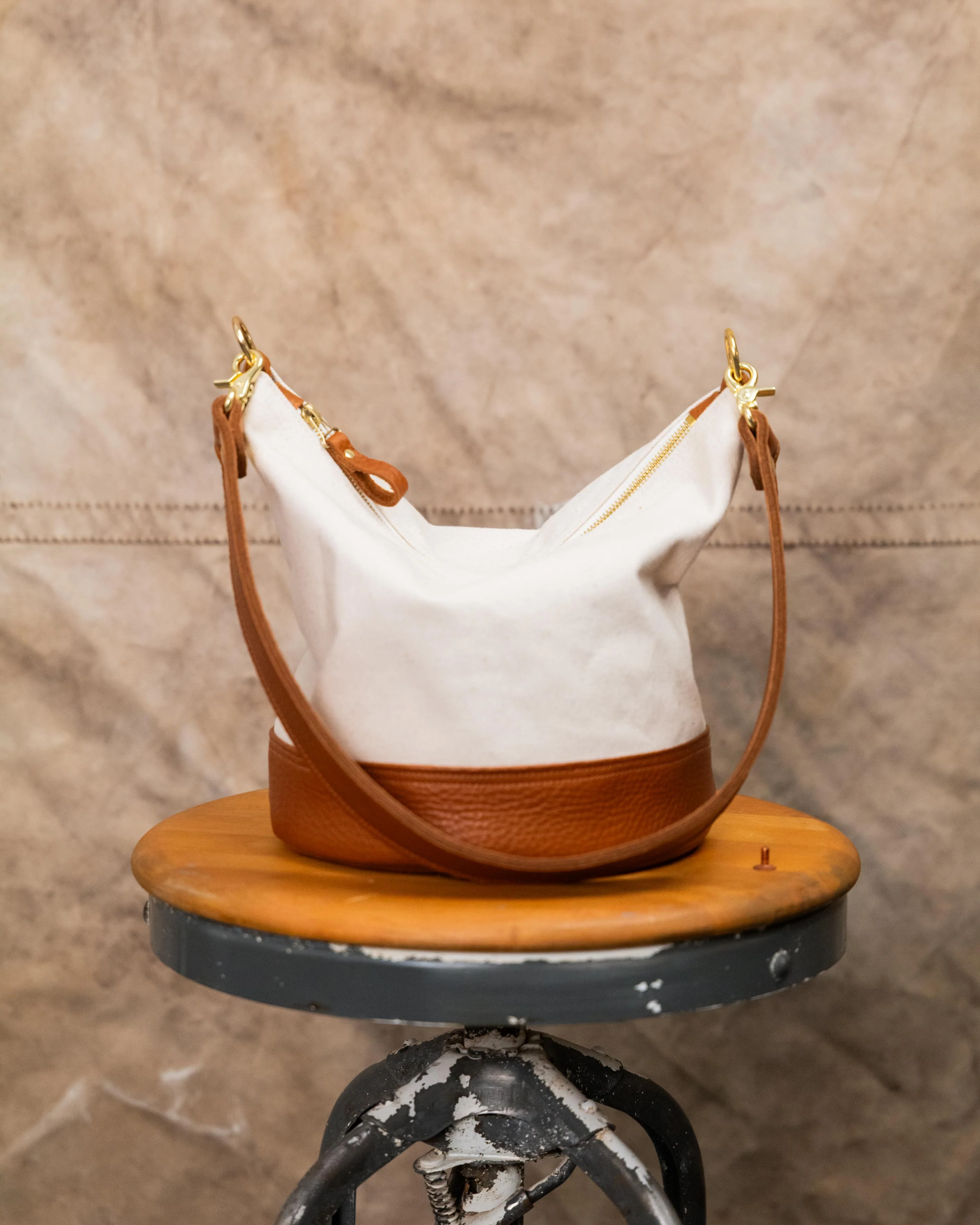 Canvas Zip-Top Bucket Bag - Image 2