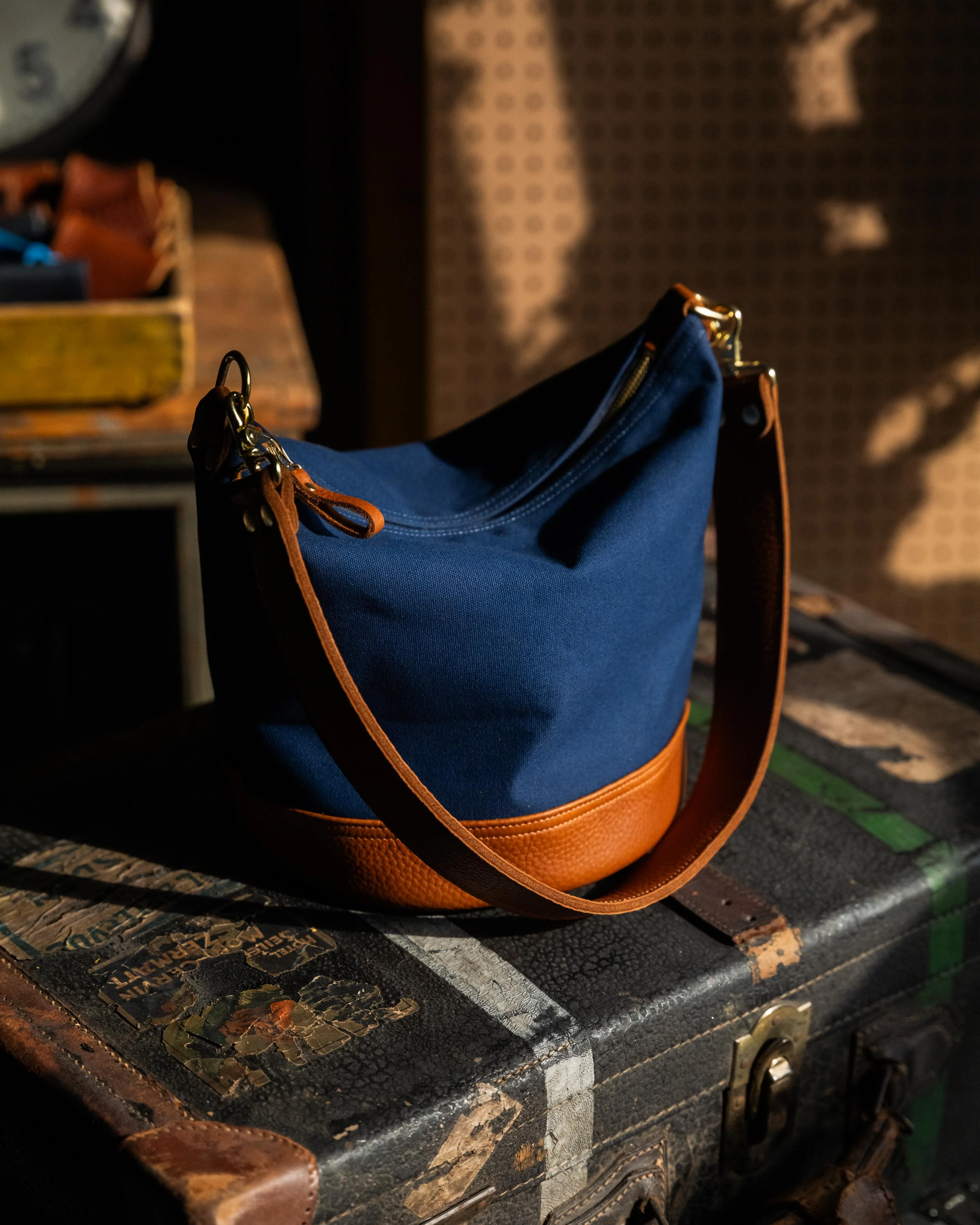 Canvas Zip-Top Bucket Bag - Image 4