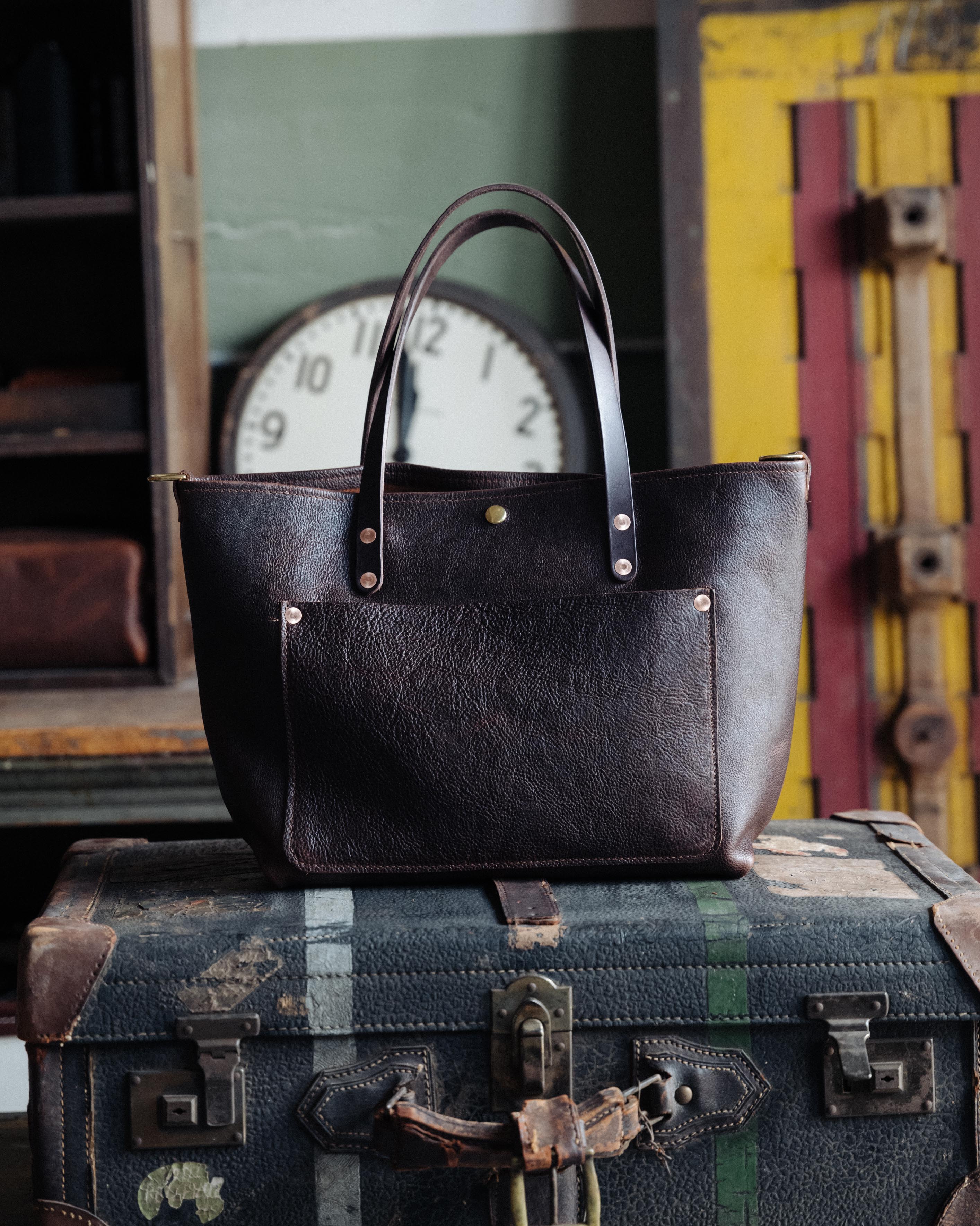 Dark Brown Bulldog East West Travel Tote - Image 7