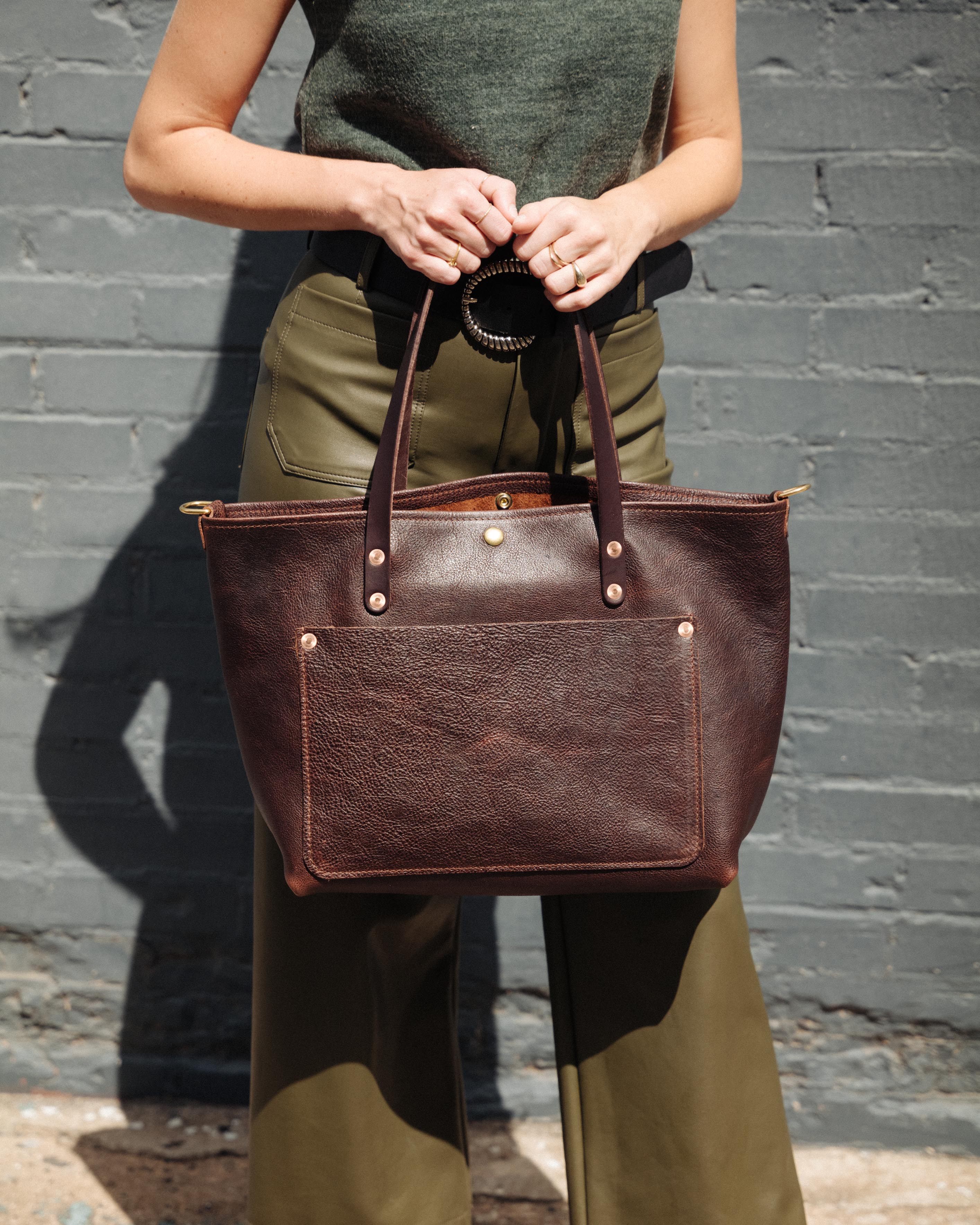 Dark Brown Bulldog East West Travel Tote - Image 8