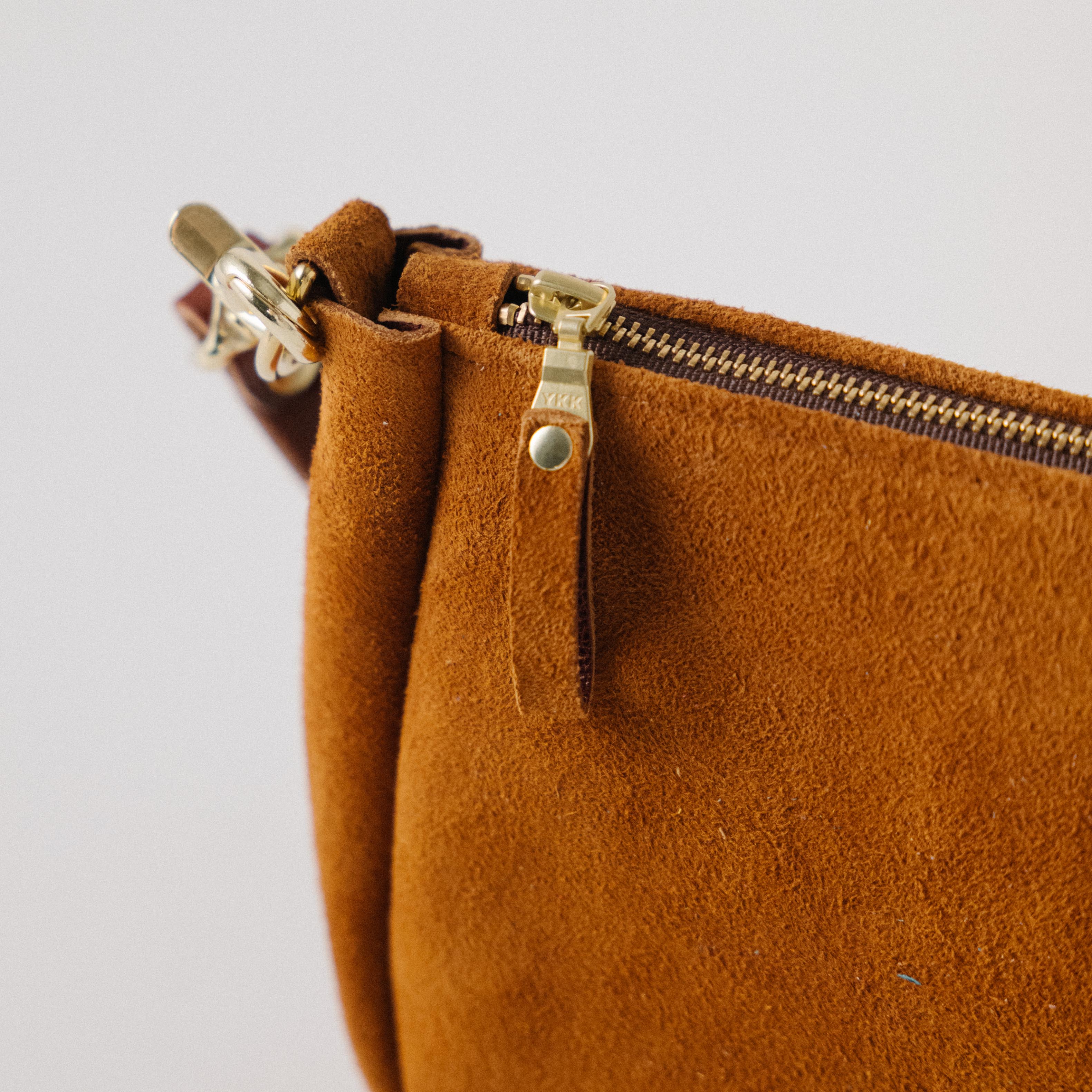 Roughout Dark Tan Bulldog Crossbody Bag - Image 2