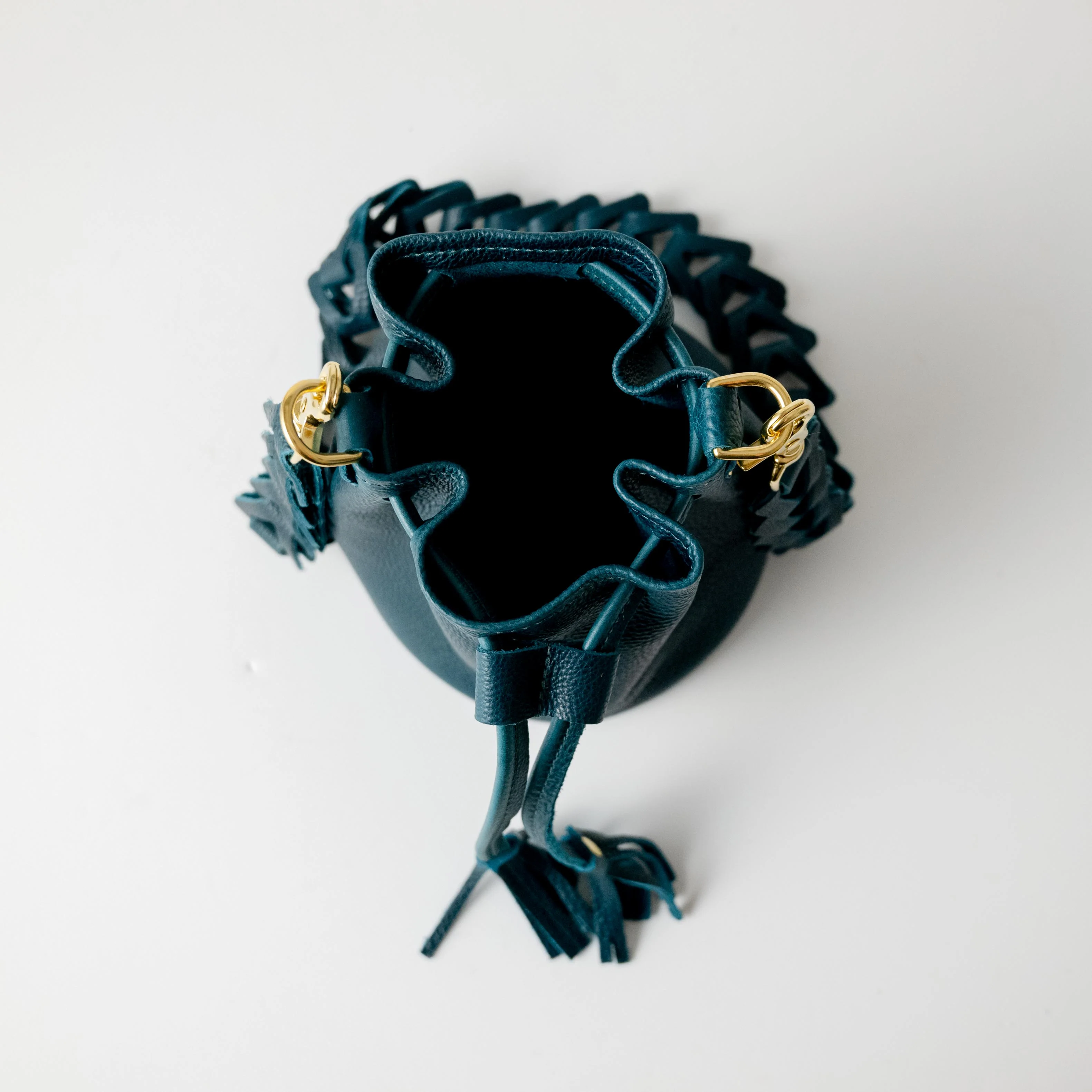 Dark Teal Bulldog Mini Bucket Bag - Image 3