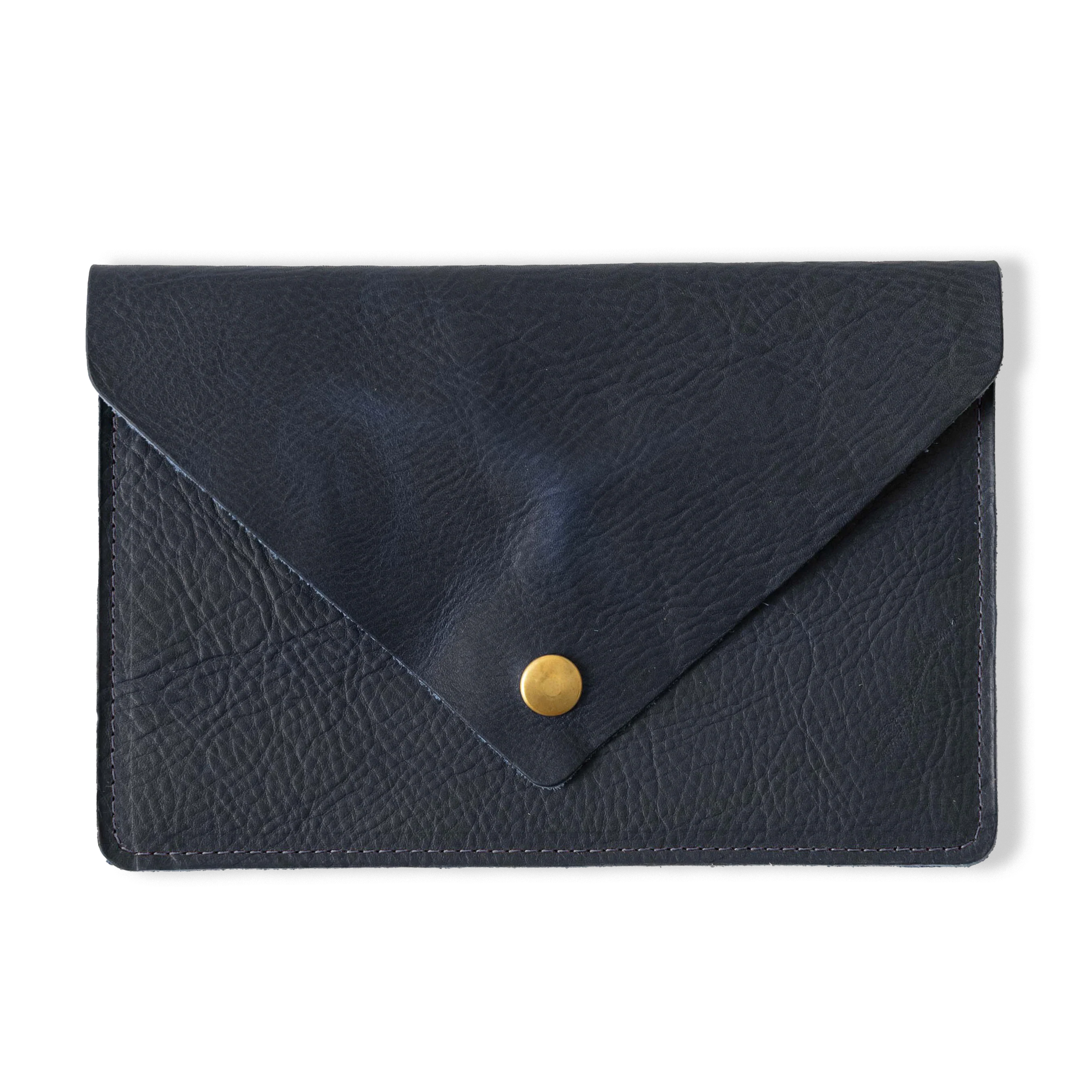 Navy Kodiak Leather Clutch