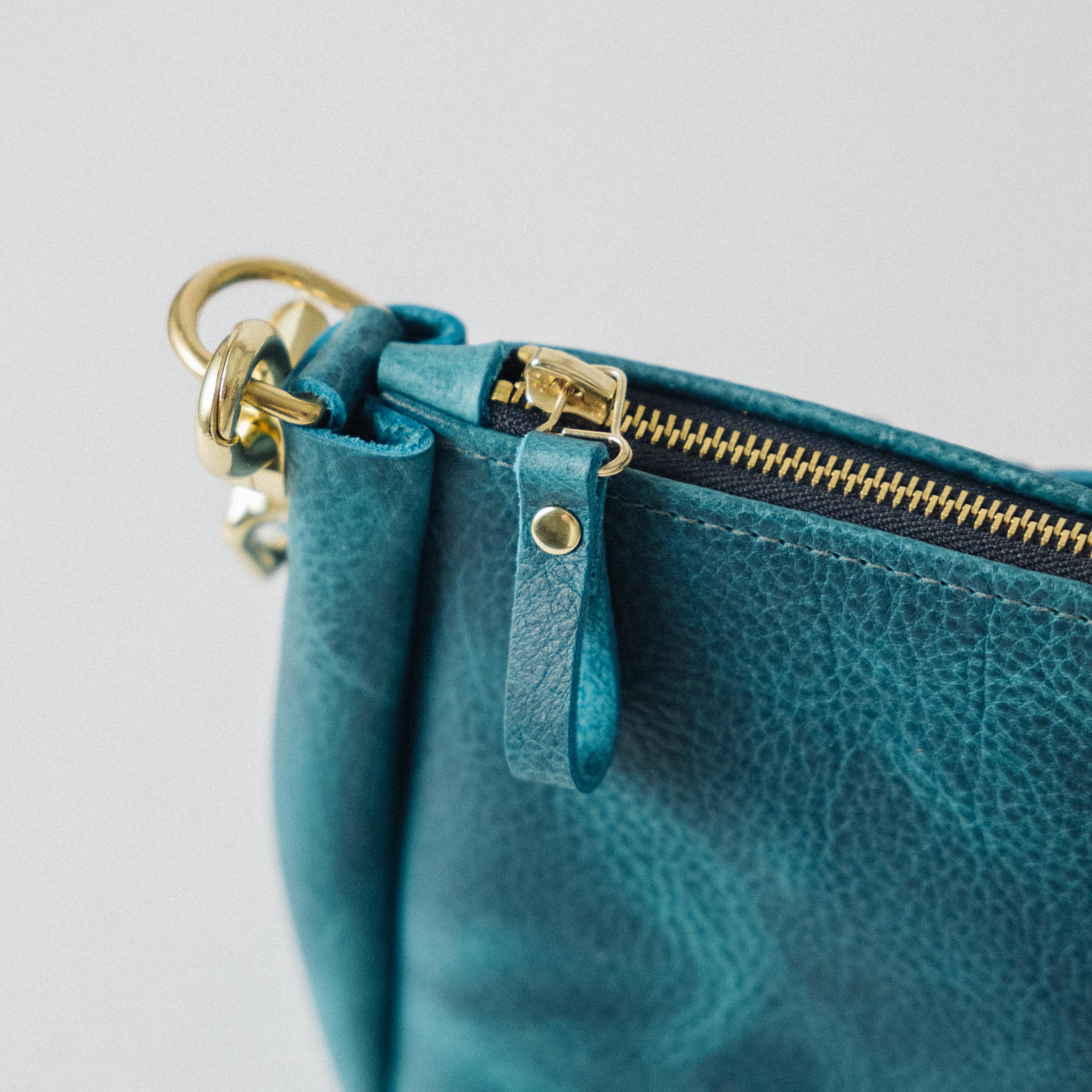 Scratch-and-Dent Petrol Blue Bison Medium Crossbody Bag - Image 3