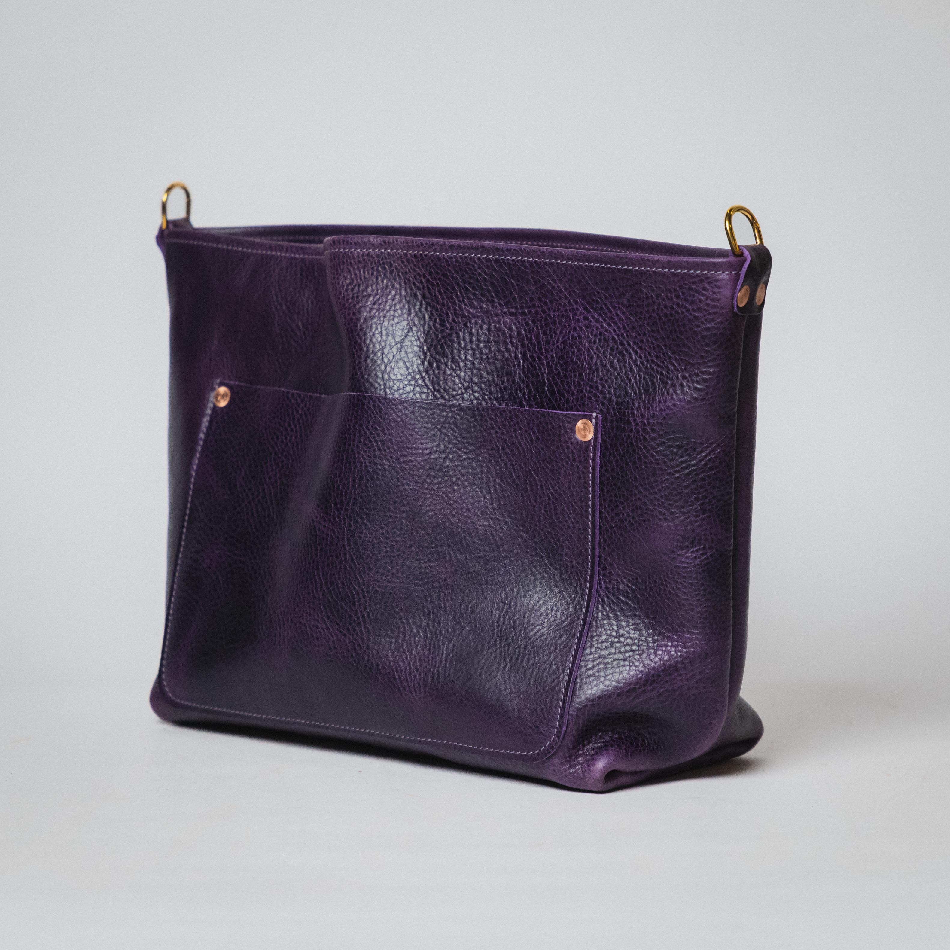 Purple Bulldog East West Crossbody Travel Tote - Image 4