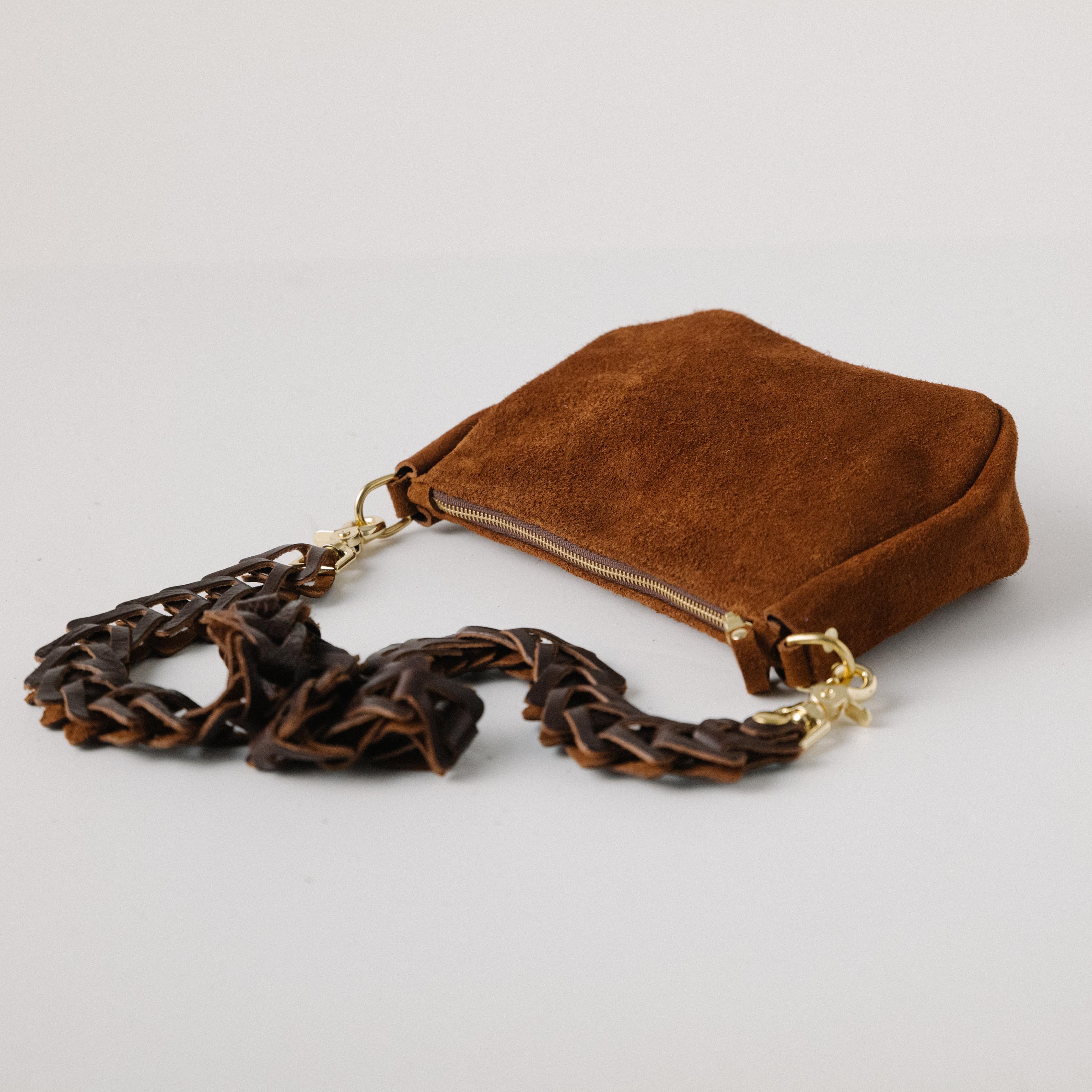 Roughout Dark Brown Bulldog Crossbody Bag - Image 2