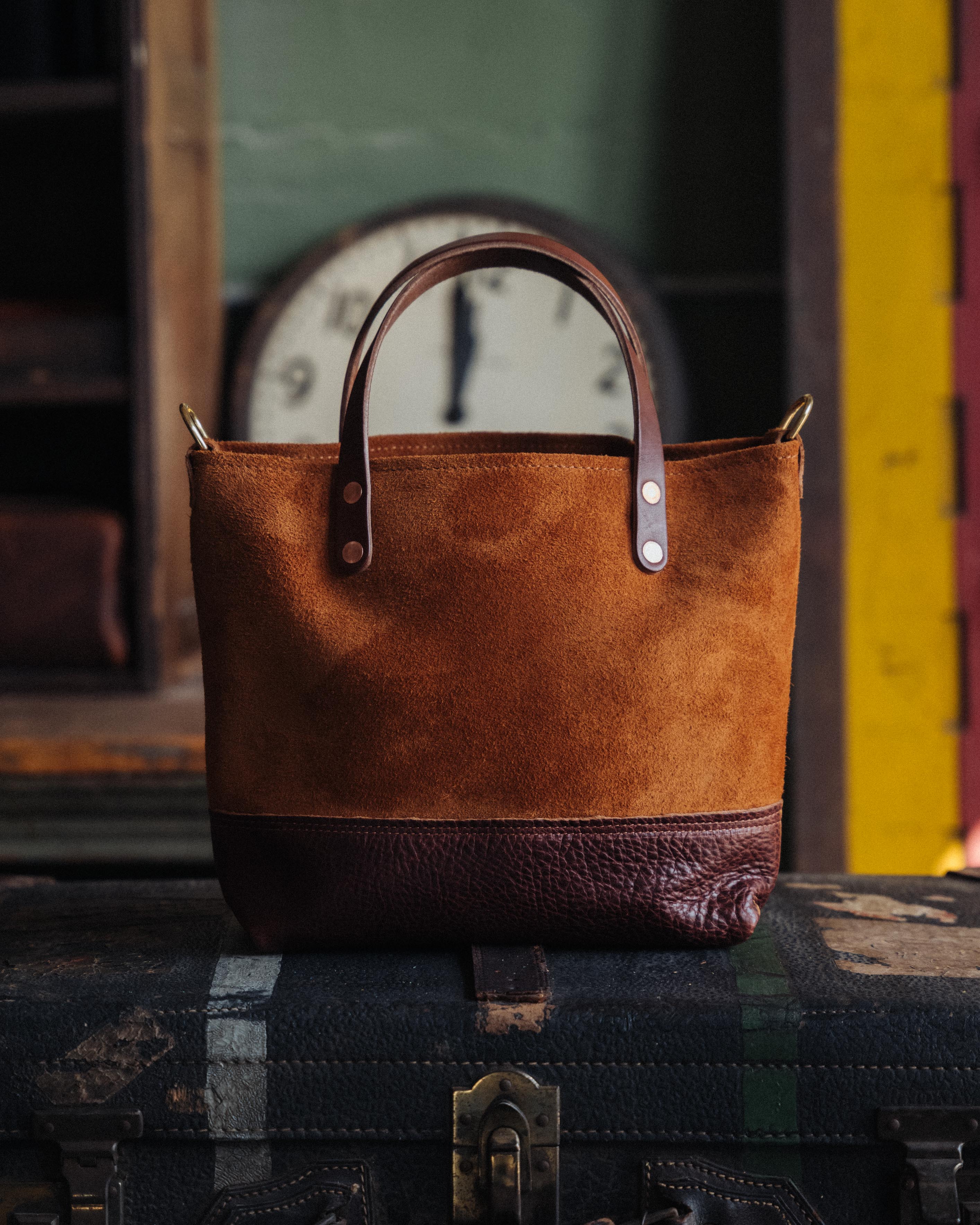 Roughout Dark Tan Bulldog Mini Panel Tote - Image 5