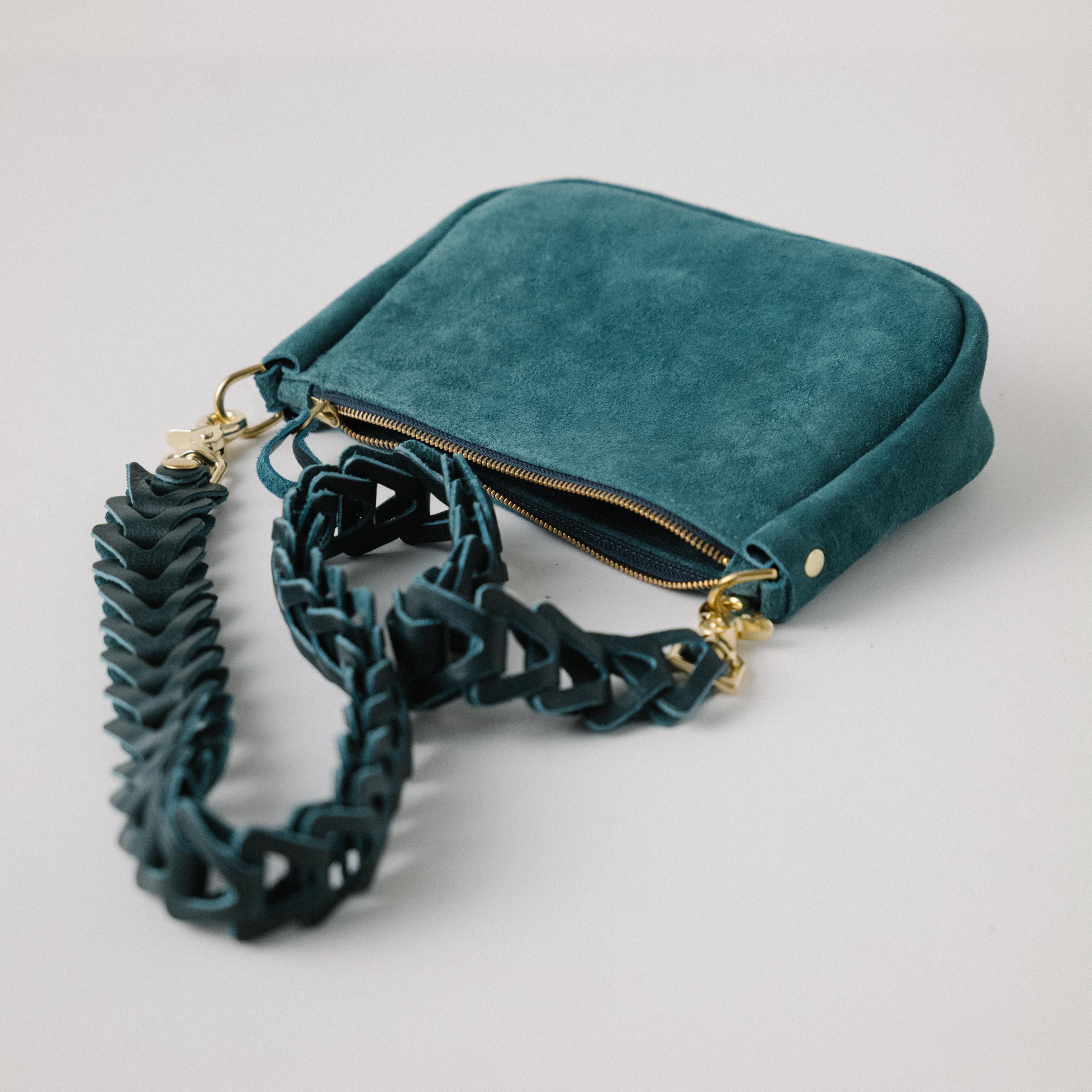 Roughout Dark Teal Bulldog Mini Crossbody Bag - Image 3