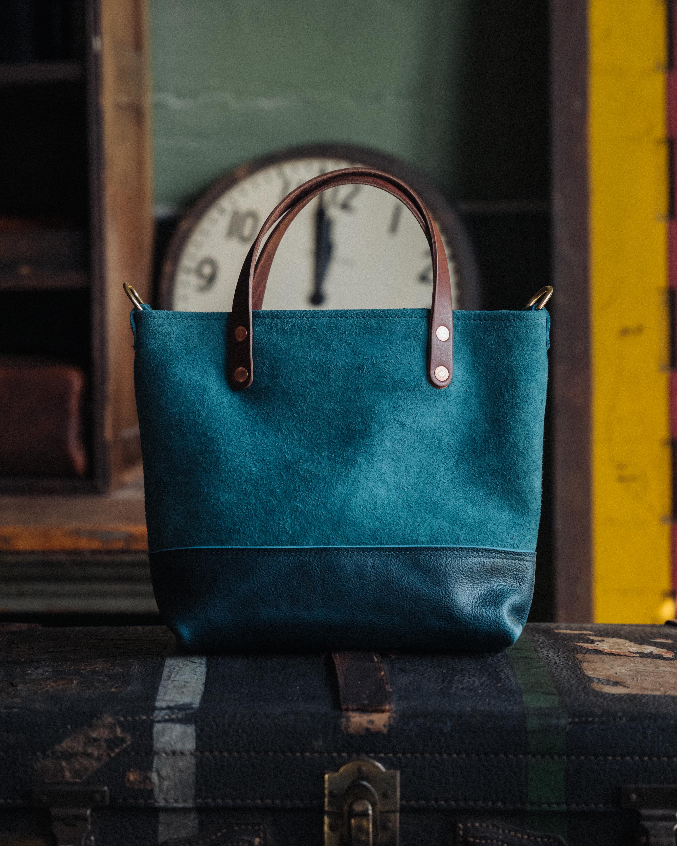 Roughout Dark Teal Bulldog Mini Panel Tote - Image 5
