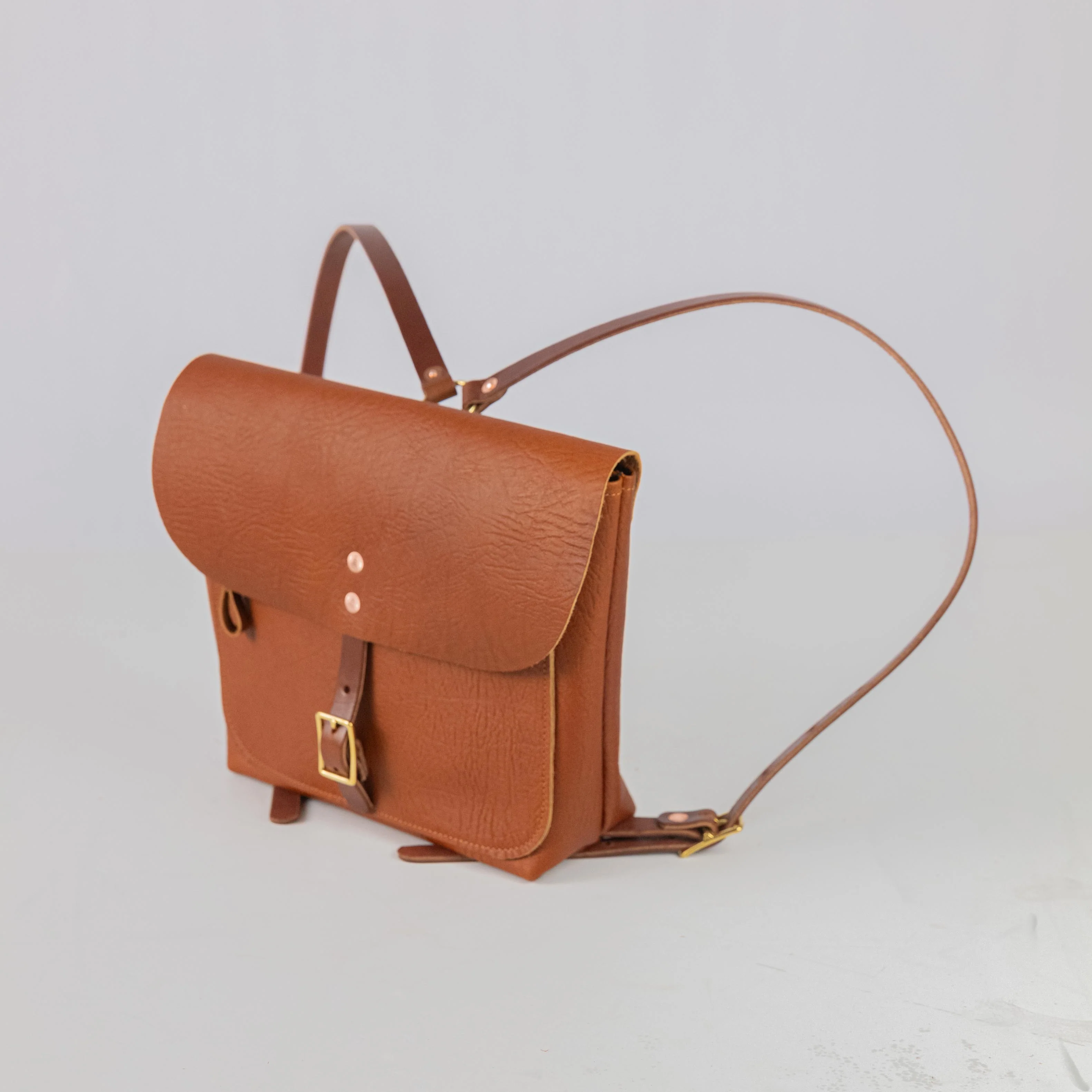 Tan Bison Leather Backpack - Image 4