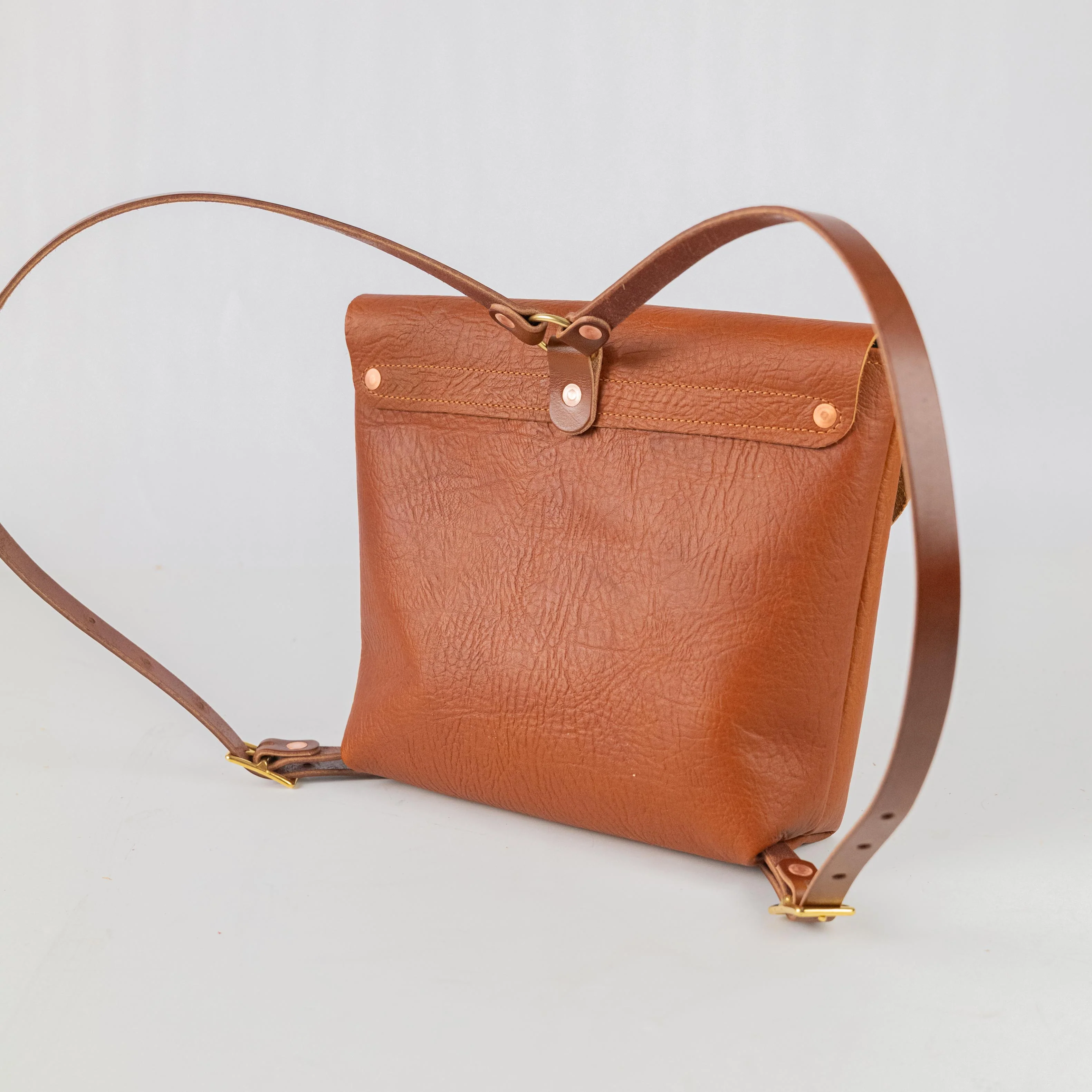 Tan Bison Leather Backpack - Image 5