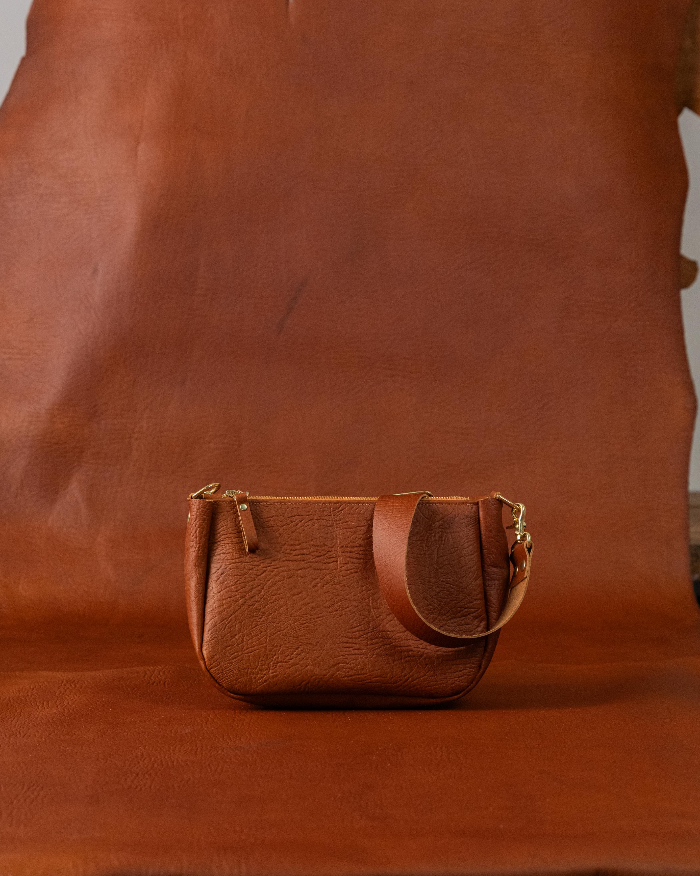 Tan Bison Medium Crossbody Bag - Image 2