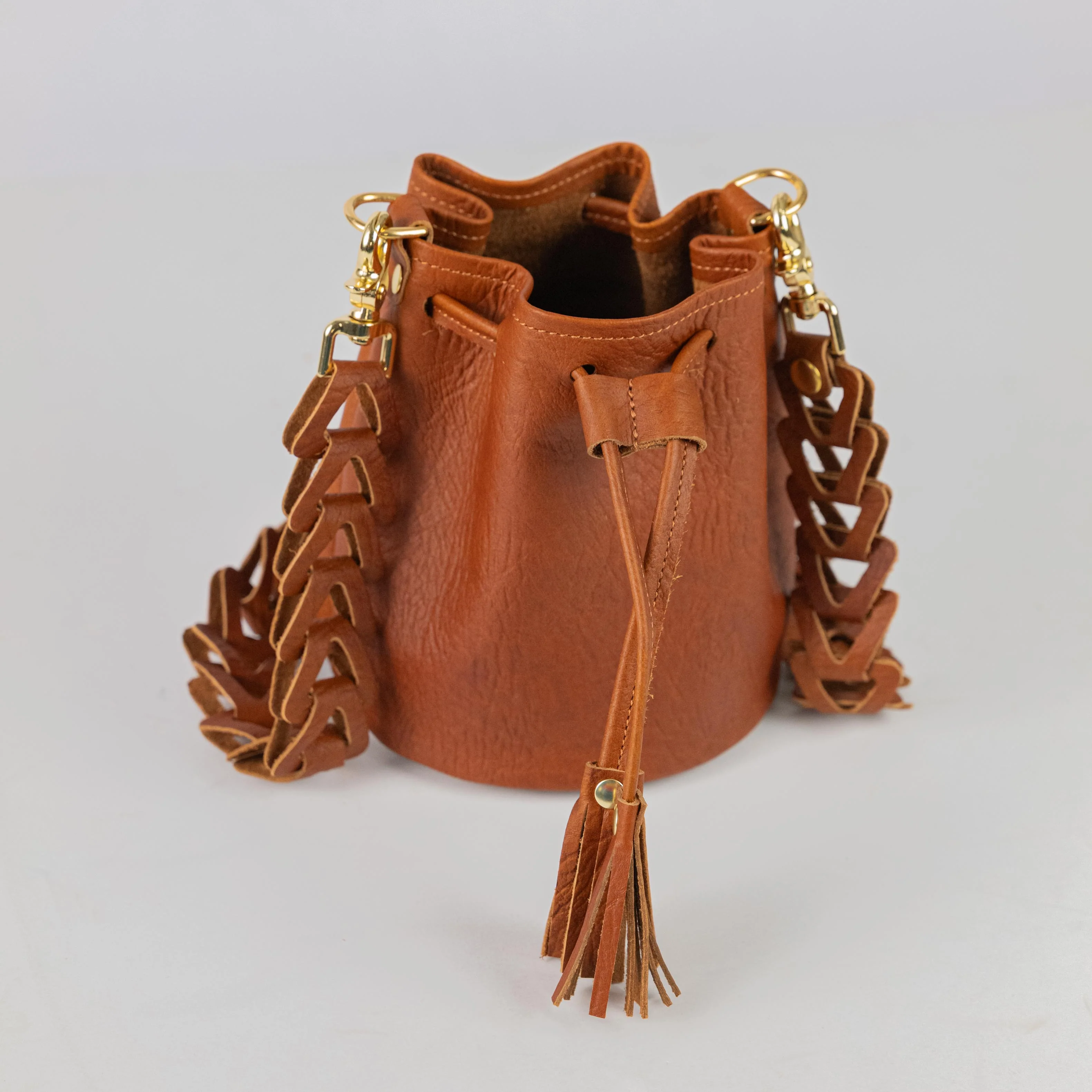 Tan Bison Mini Bucket Bag - Image 2