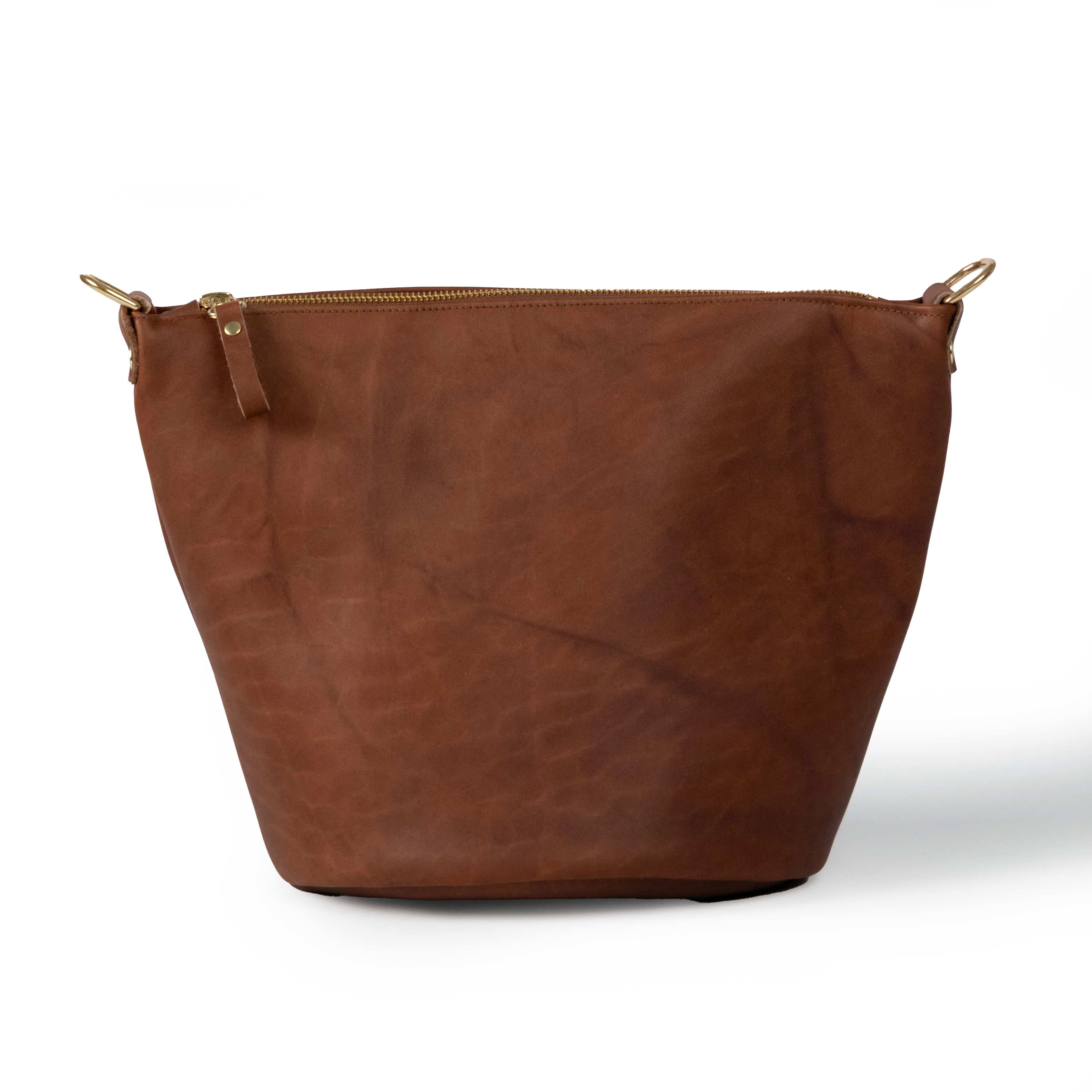 Tan Crunch Zip-Top Bucket Bag