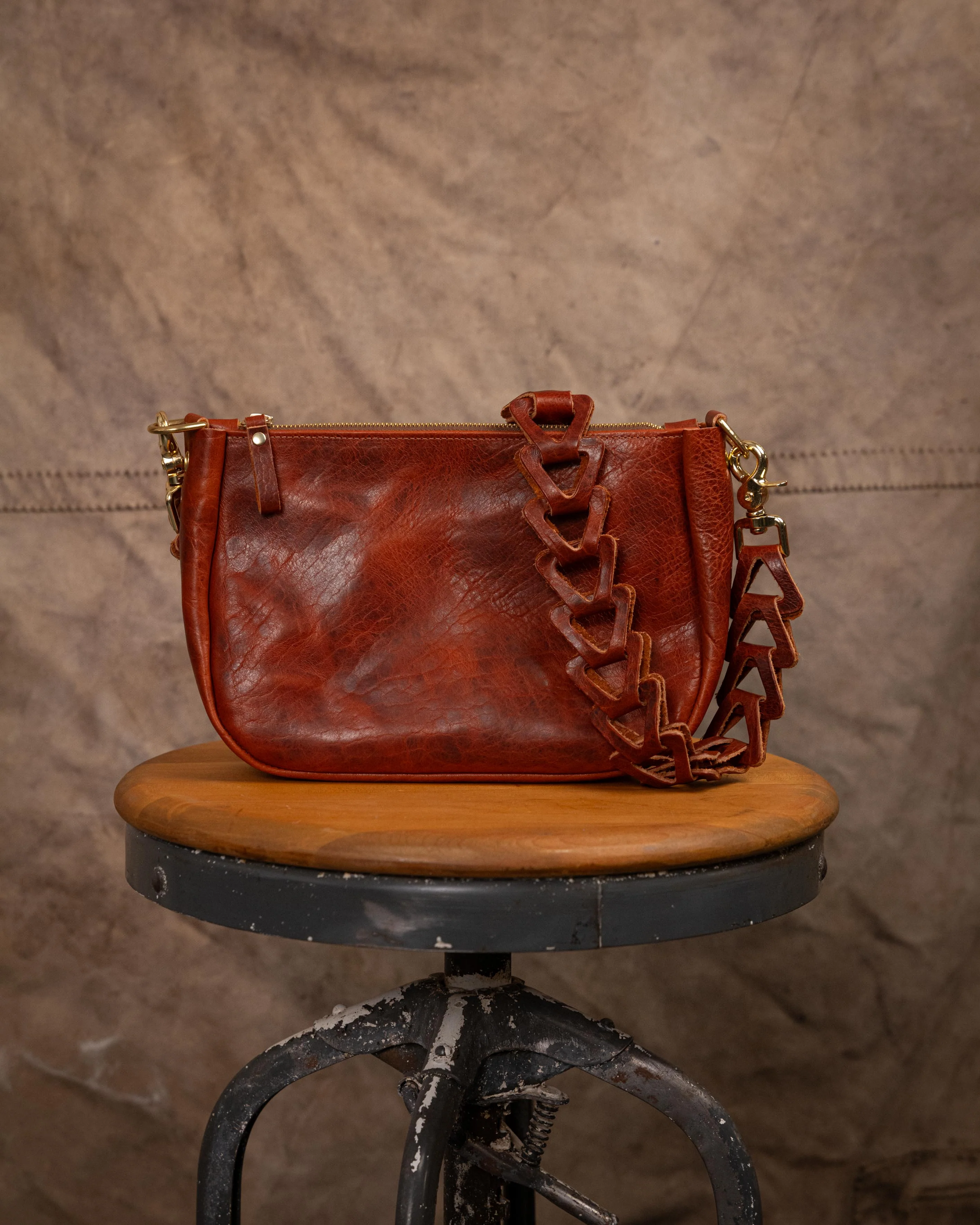Scratch-and-Dent Whiskey Navajo Bison Medium Crossbody Bag - Image 5